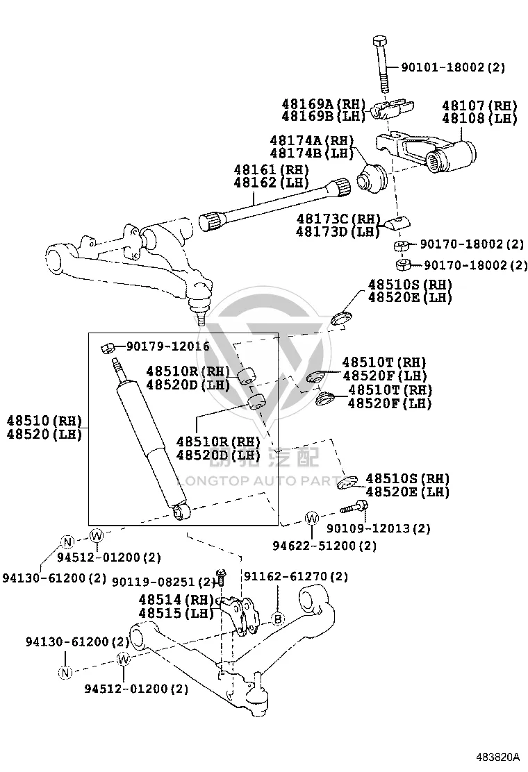 Front Shock Absorber Core Right 48511-09221 for Toyota Coaster