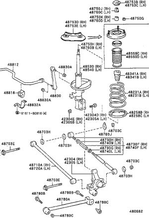 Rear Shock Absorber Core Right 48530-09130 for Toyota CORONA