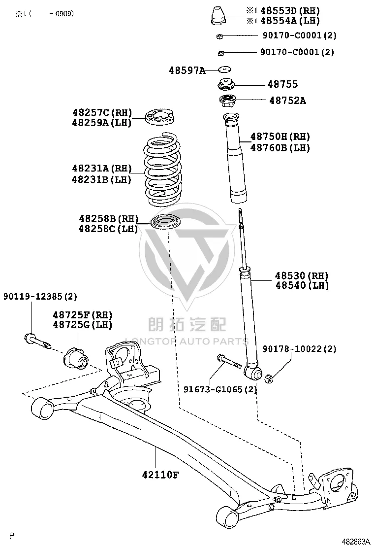 Rear Shock Absorber Core (Right) 48530-0D301 for Toyota Yaris