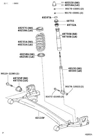 Rear Shock Absorber Core (Right) 48530-0D301 for Toyota Yaris