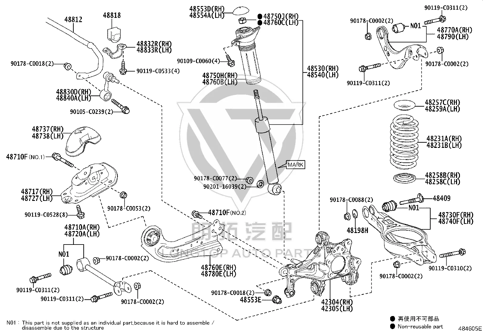 Rear Steering Knuckle (Left) 42305-06280 for Toyota Camry