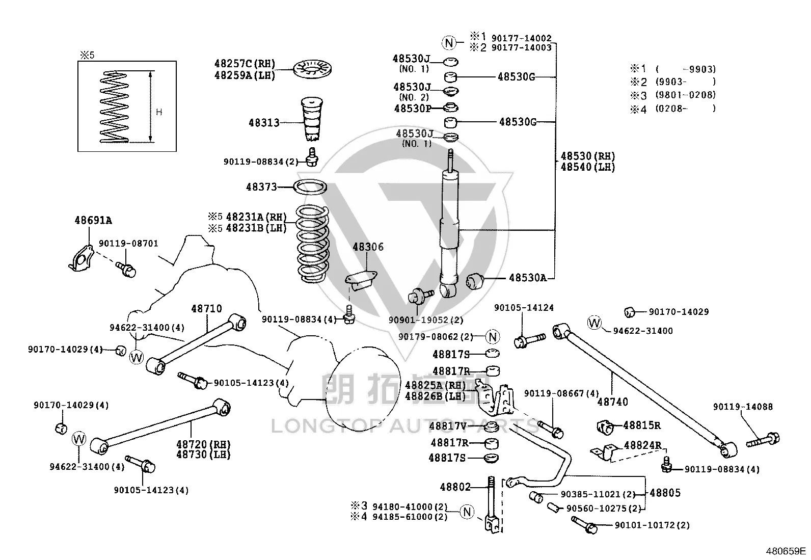 Rear Shock Absorber Core 48531-69835 for Toyota Land Cruiser