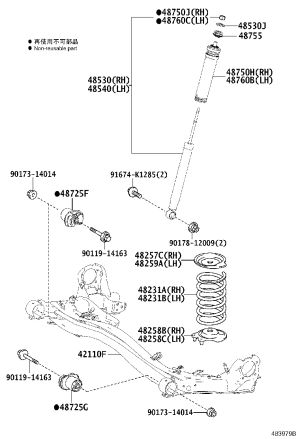 Rear Shock Absorber Core (Right) 48531-80785 for Toyota NOAH