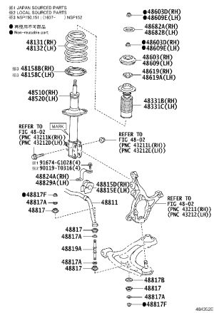Front shock absorber bearing (right) 48619-52030 for Toyota Etios