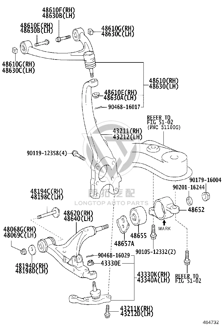Front Upward Arm Swing Right 48610-59045 for Toyota Celsior
