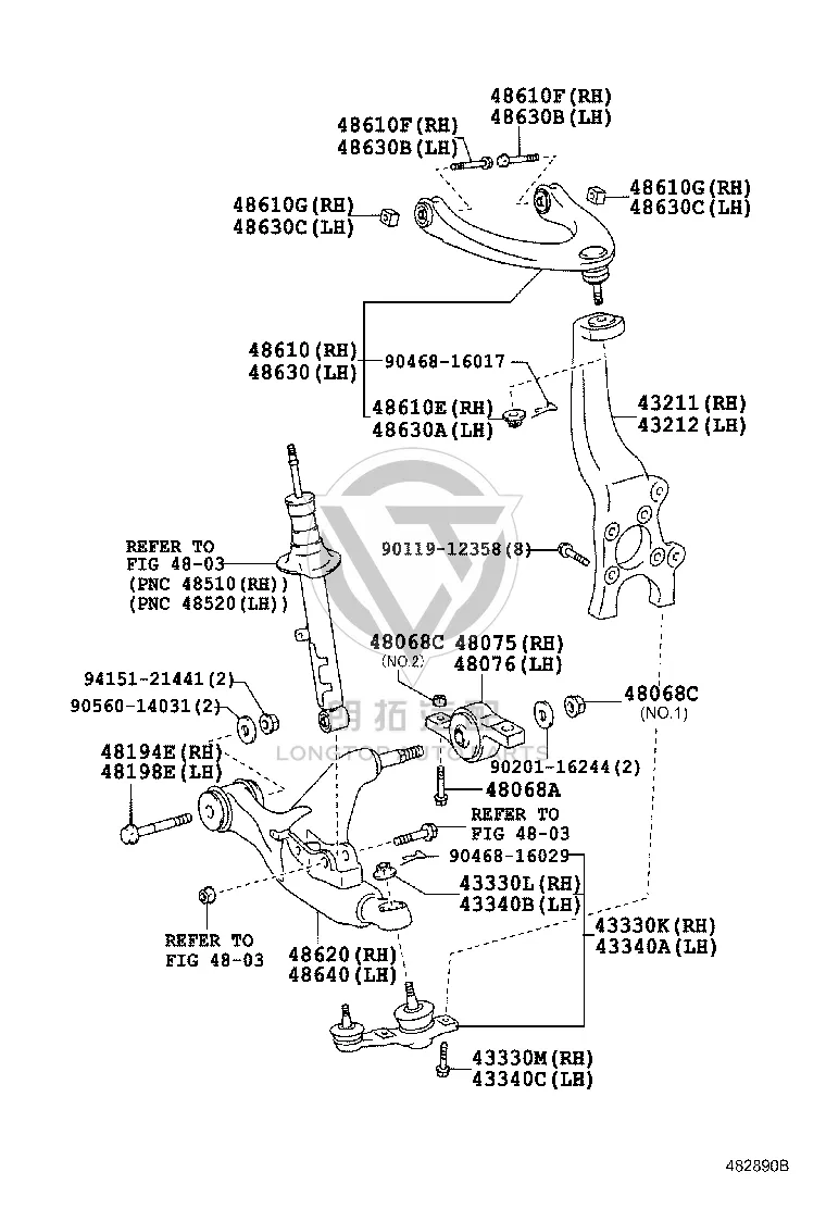 Front Lower Control Arm Right 48620-30290 for Toyota Mark X
