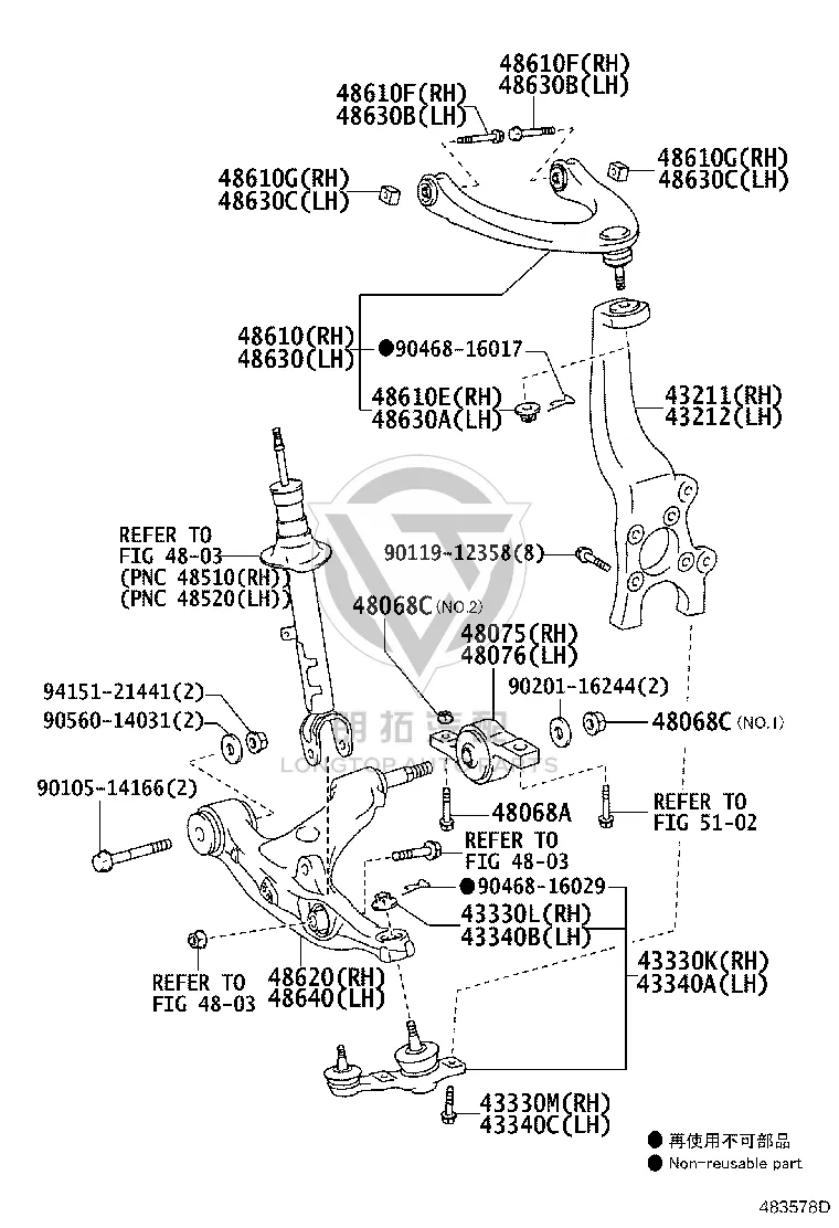 Front Lower Control Arm Bushing 48075-30060 for Lexus GS