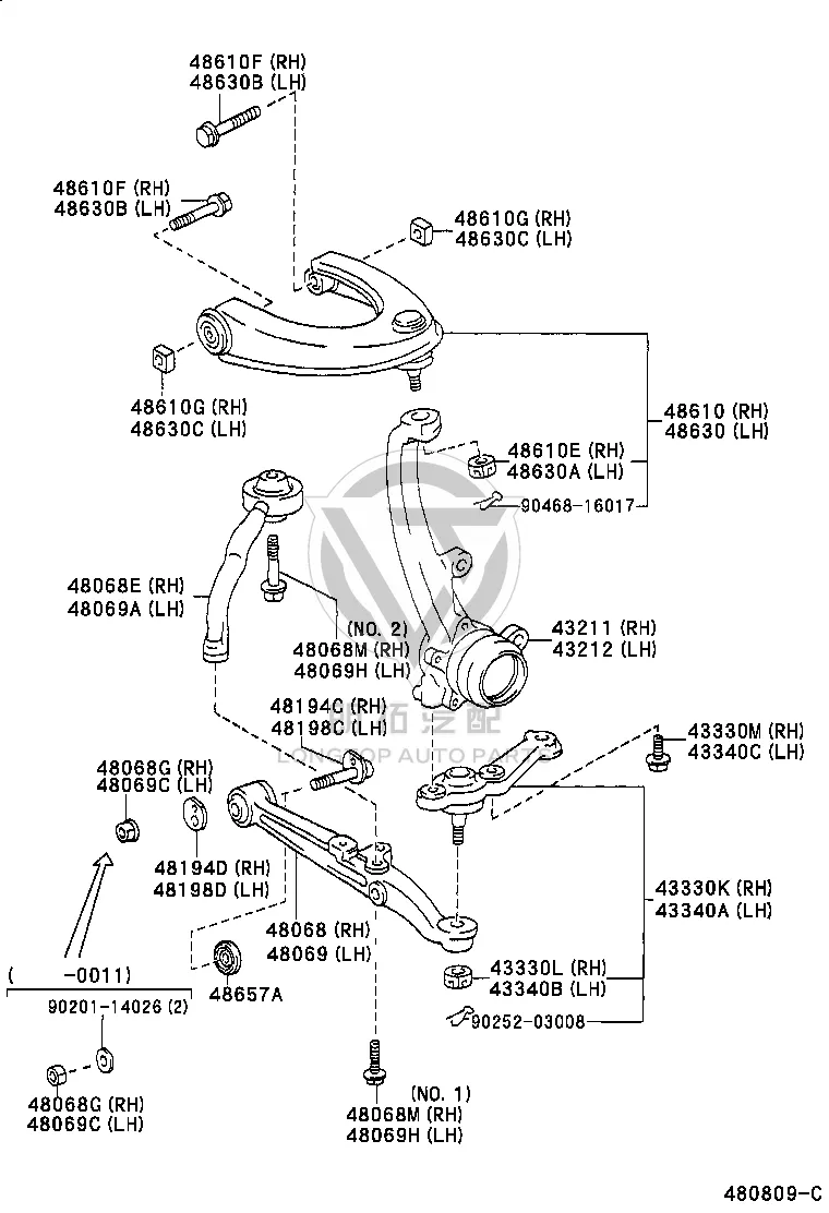Front Lower Control Arm Left 48670-53010 for Toyota ALTEZZA