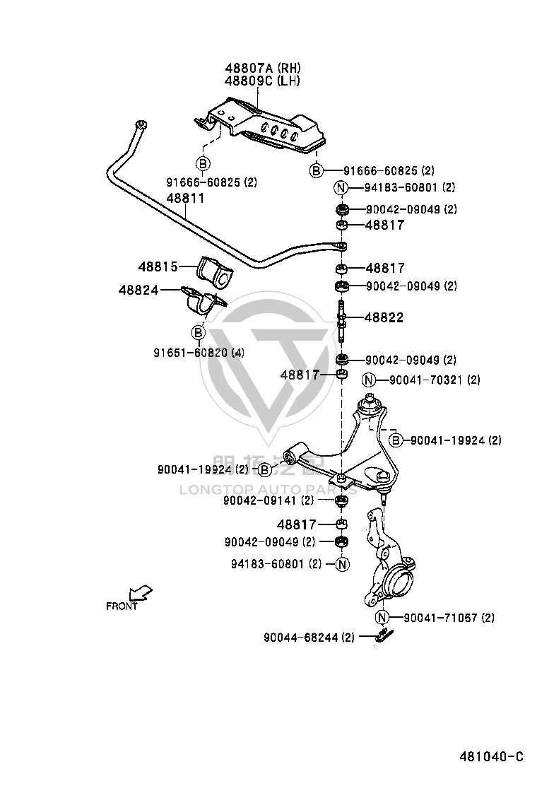 Left Front Stabilizer Bar Bracket 48807-87401 for Toyota CAMI