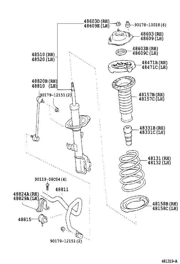 Front Left Stabilizer Bar Bushing 48815-44030 for Toyota Picnic