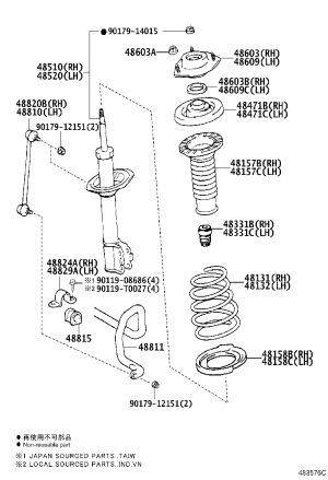 Front Shock Absorber Cartridge Right 48510-80560 for Toyota Camry