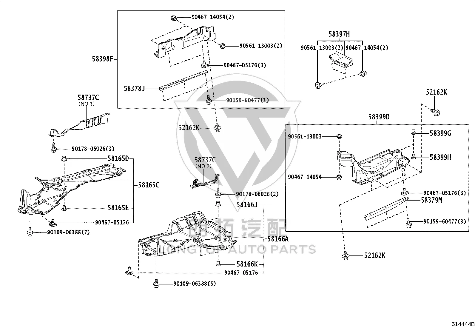 Chassis Lower Guard Plate 50767-V2010 for Toyota Alphard