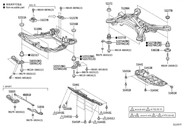Subframe 51100-48074 for Lexus RX