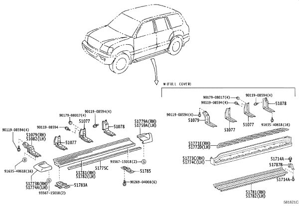 Side Running Plate No.3 Bracket Sub-Assembly 51078-60070 for Toyota Land Cruiser