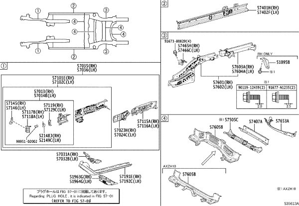 Front side member bracket (right) 57013-33010 for Toyota Camry