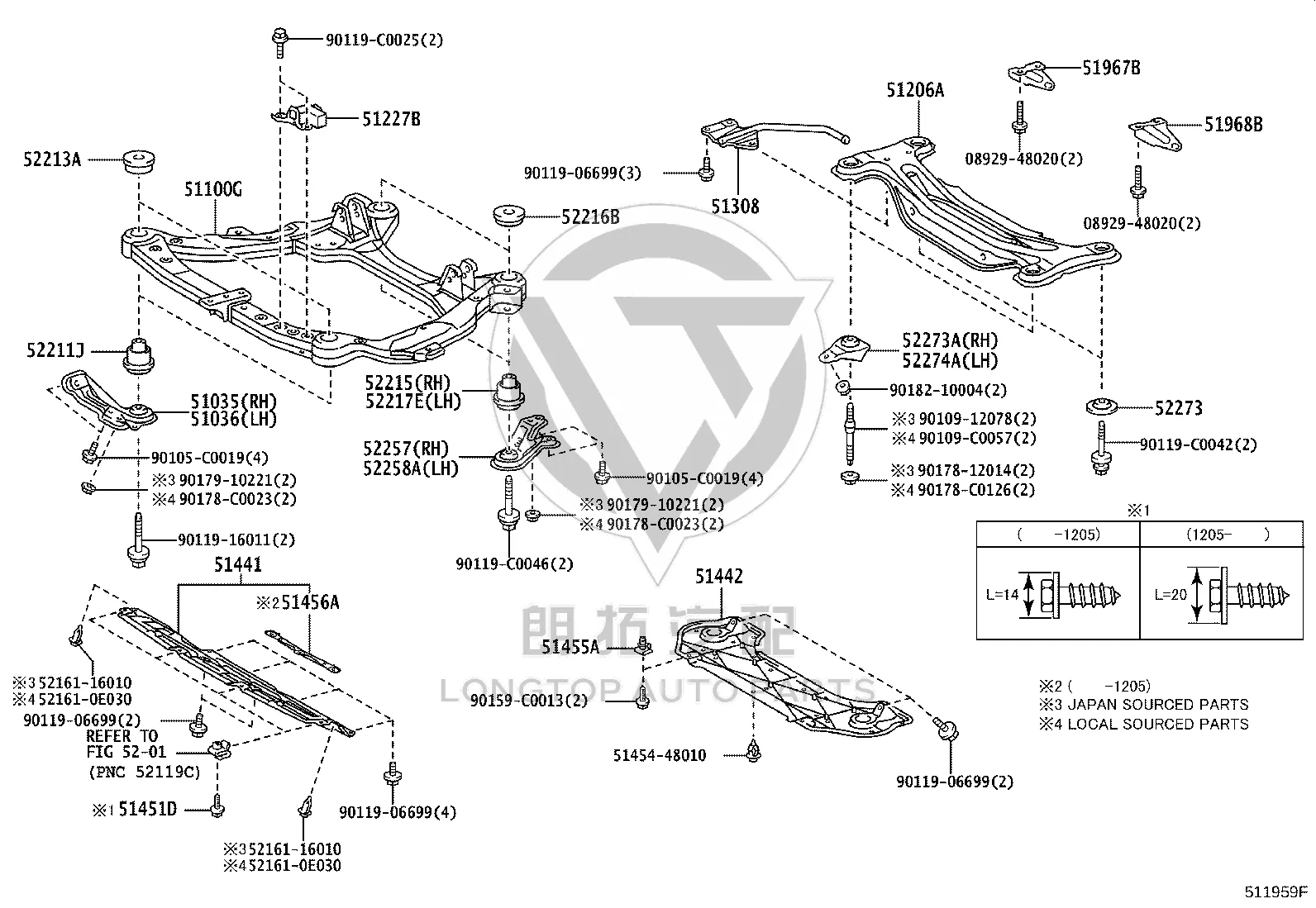 Front Crossmember 51100-48071 for Toyota Highlander