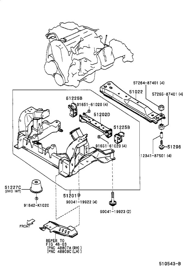 Suspension Subframe 51210-87405 for Toyota Cami