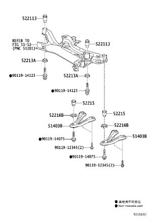 Front Suspension Crossmember Rear Mount 52216-28030 for Toyota Alphard