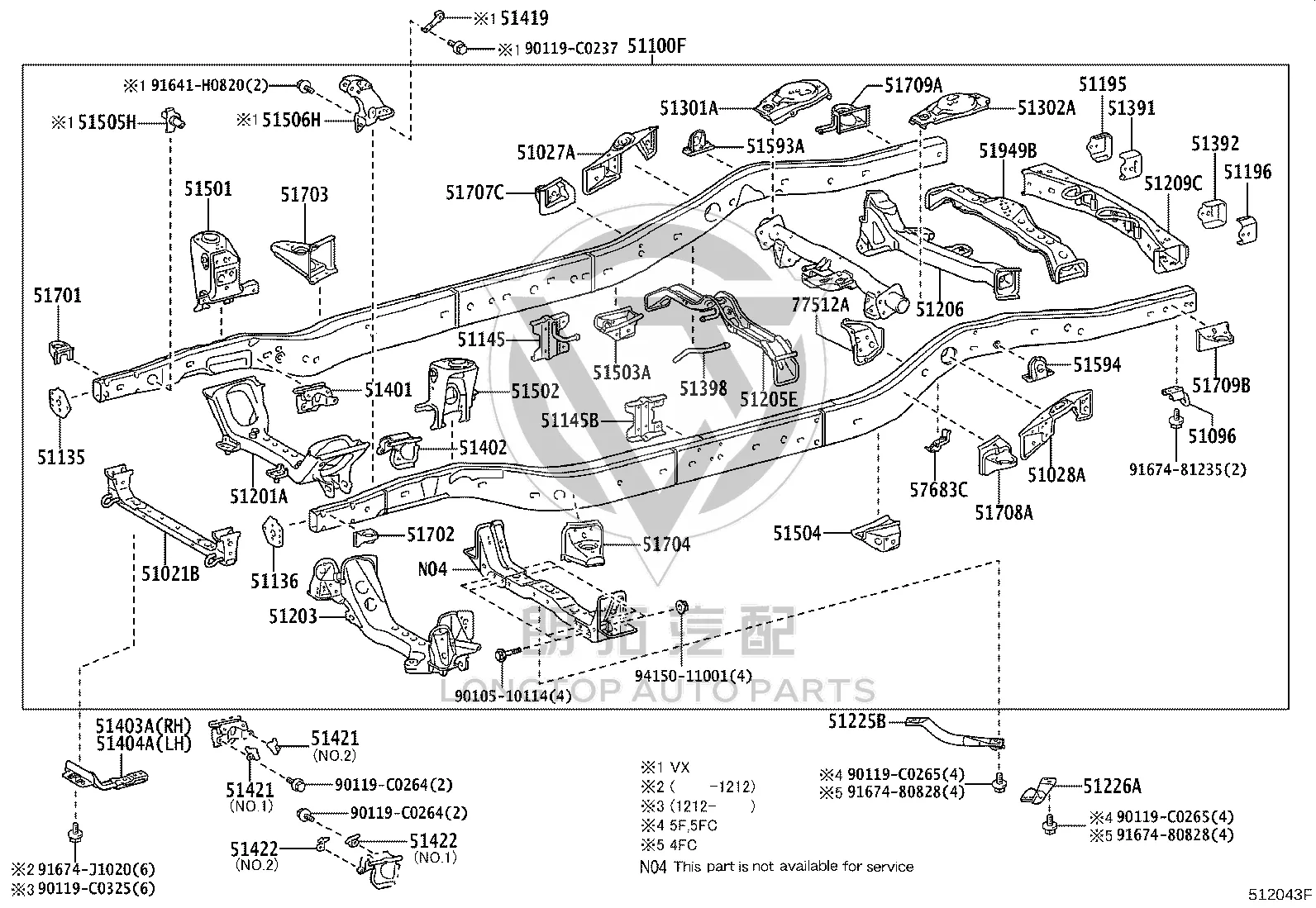 Frame Fender Seal Bracket 51419-0G010 for Toyota Land Cruiser Prado