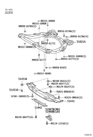 Rear Trailer Hook (Right) 51967-28050 for Toyota Previa