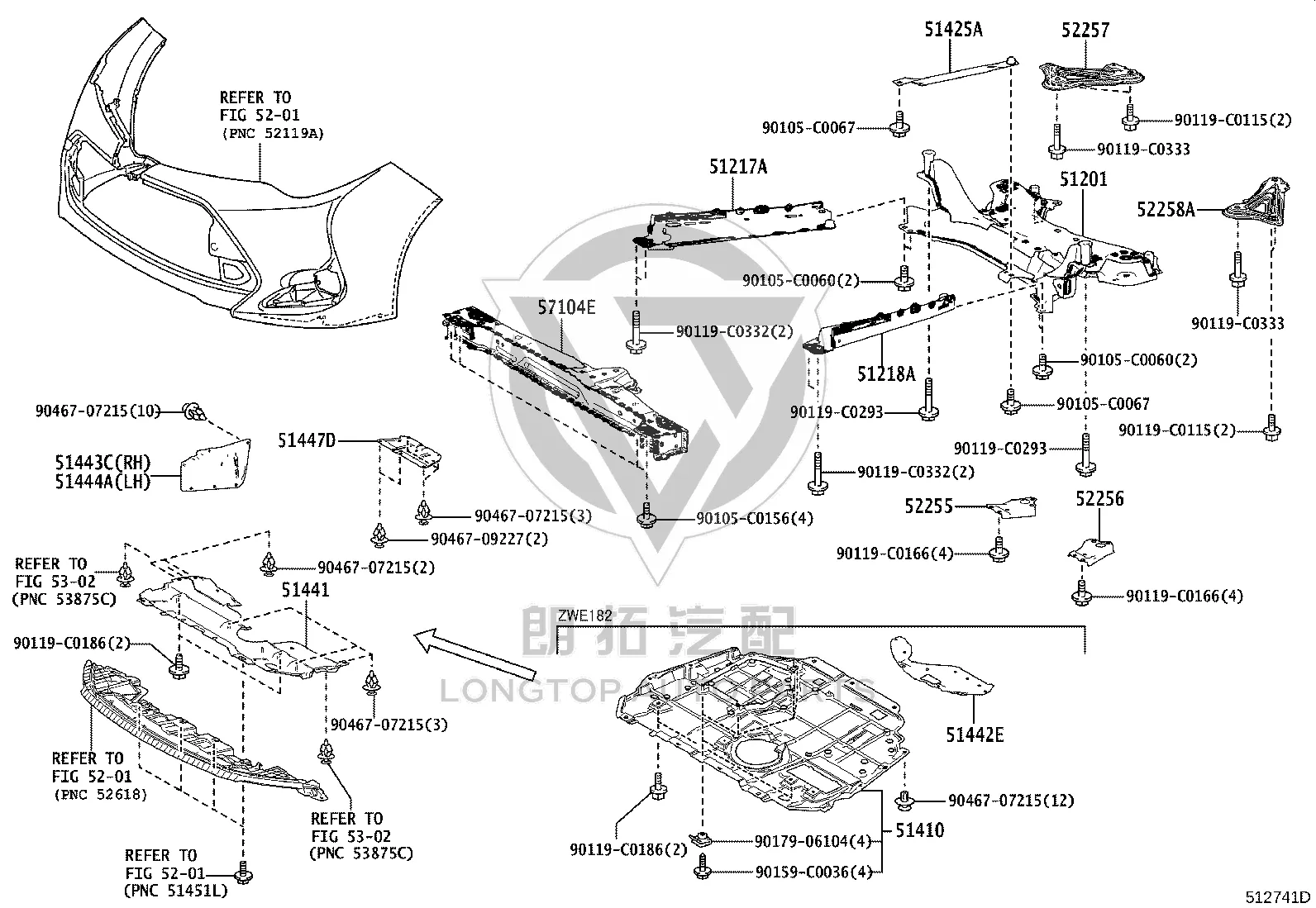 Radiator Support Lower Crossmember 57104-02390 for Toyota Levin