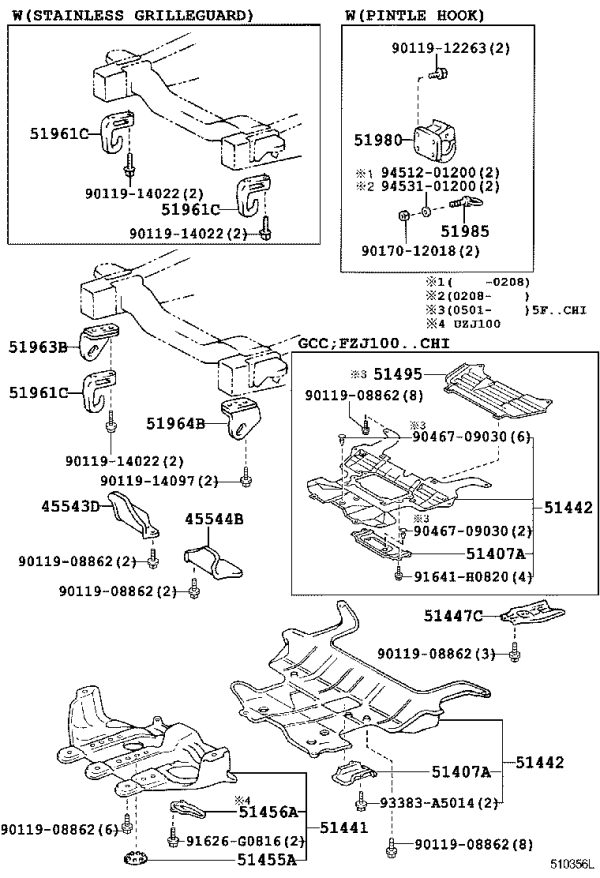 Engine Undercover Seal No. 1 51455-60060 for Toyota Land Cruiser