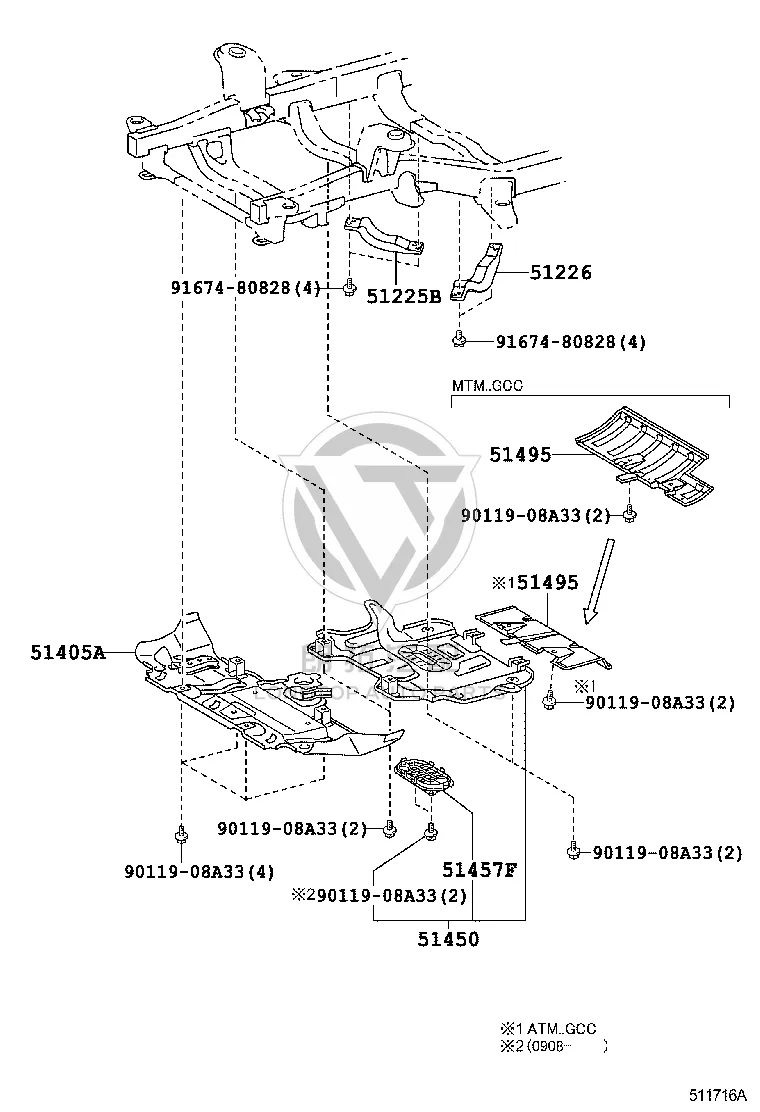 Engine Lower Guard Plate (Rear) 51495-35050 for Toyota 4RUNNER