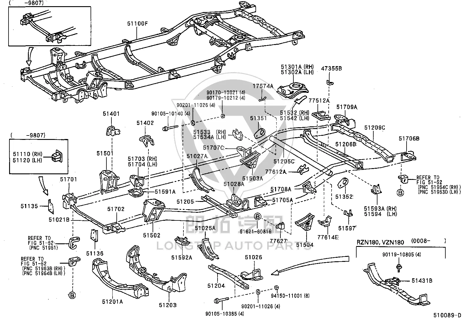 Cab suspension No. 4 left bracket sub-assembly 51708-35071 for Toyota 4RUNNER