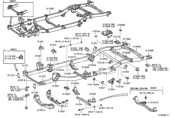 Cab suspension No. 4 left bracket sub-assembly 51708-35071 for Toyota 4RUNNER