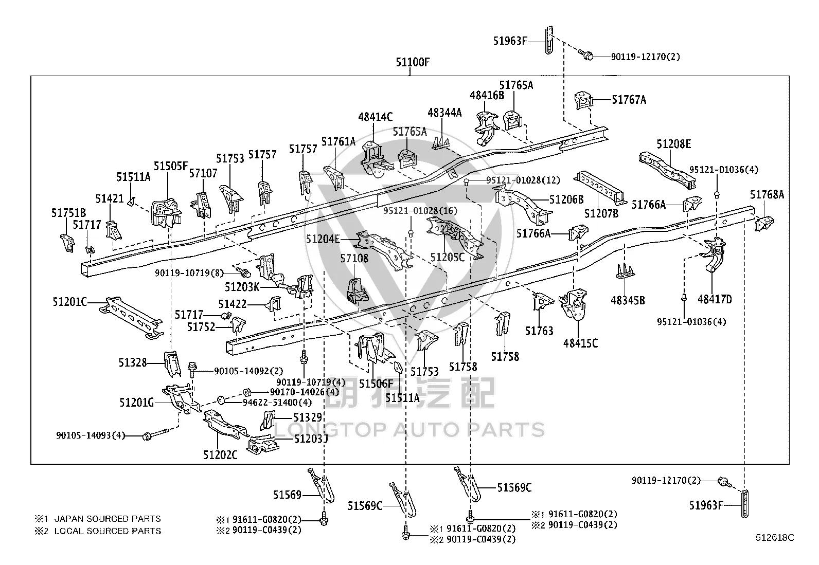 Left Body No.4 Bracket 51758-0S010 for Toyota Coaster