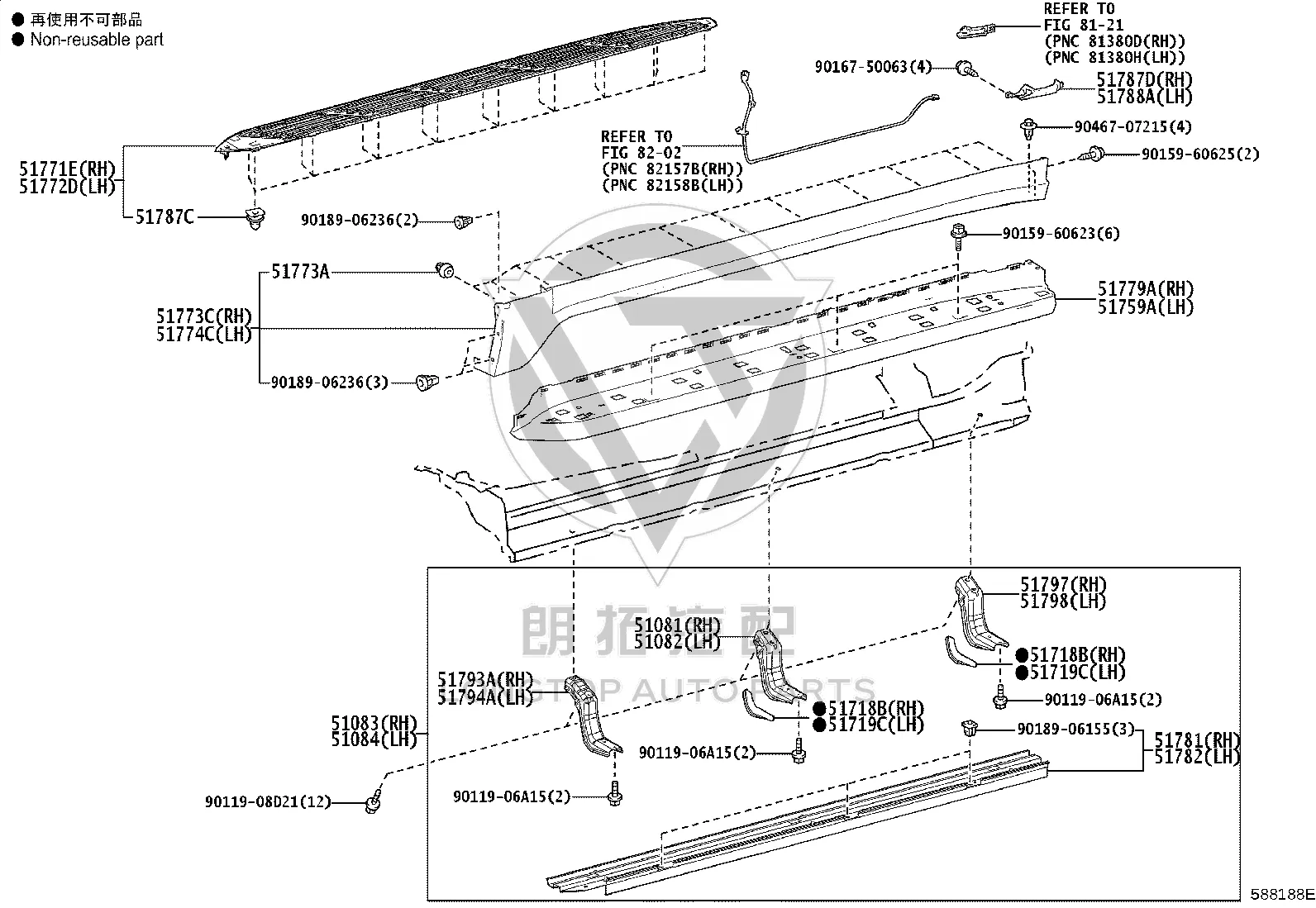 Right Footplate 51771-6A190 for Lexus LX600