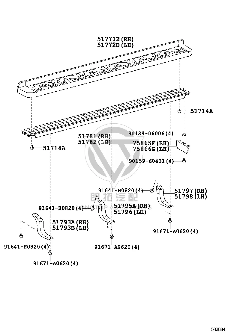Side Footrest Bracket 51793-60190 for Toyota 4Runner
