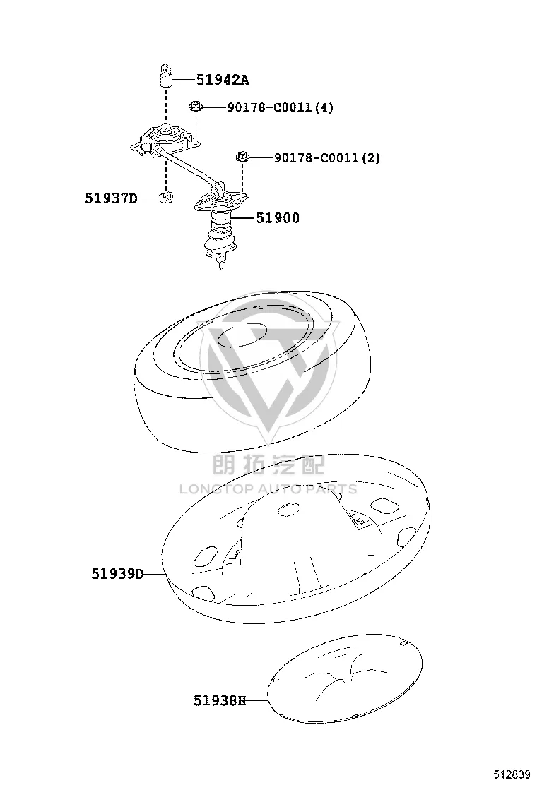Spare Tire Carrier 51900-0E042 for Toyota Highlander
