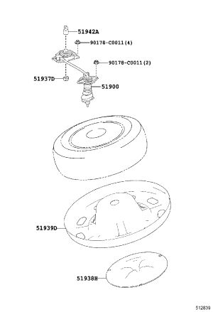 Spare Tire Carrier 51900-0E042 for Toyota Highlander