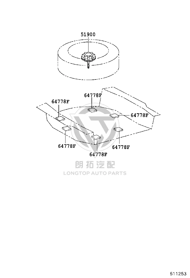 Spare Wheel Retaining Screw 51900-0N010 for Toyota Crown