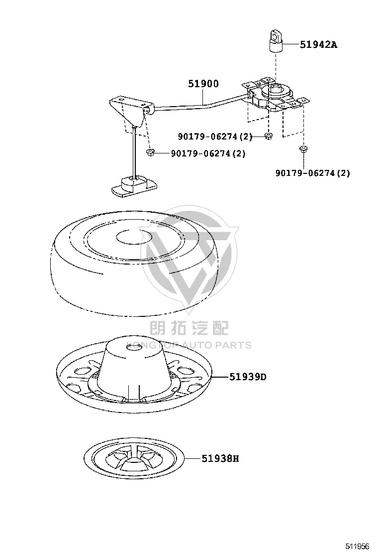 Spare wheel retaining screw 51900-48040 for Toyota Highlander