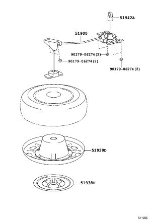 Spare wheel retaining screw 51900-48040 for Toyota Highlander