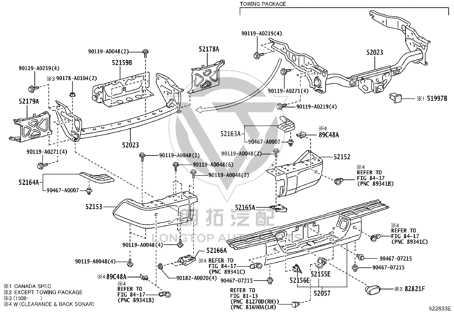 Rear Bumper Corner Left 52152-0C040 for Toyota Tundra