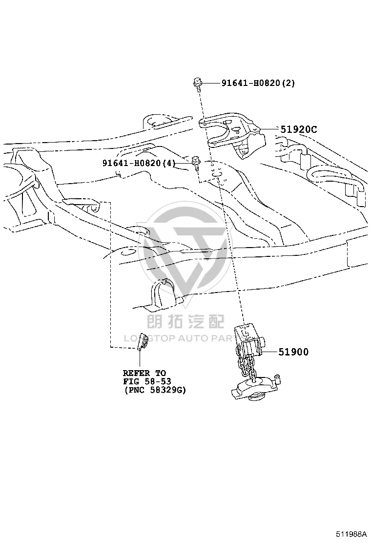 Spare Tire Carrier Bracket Assembly 51920-60040 for Toyota 4RUNNER