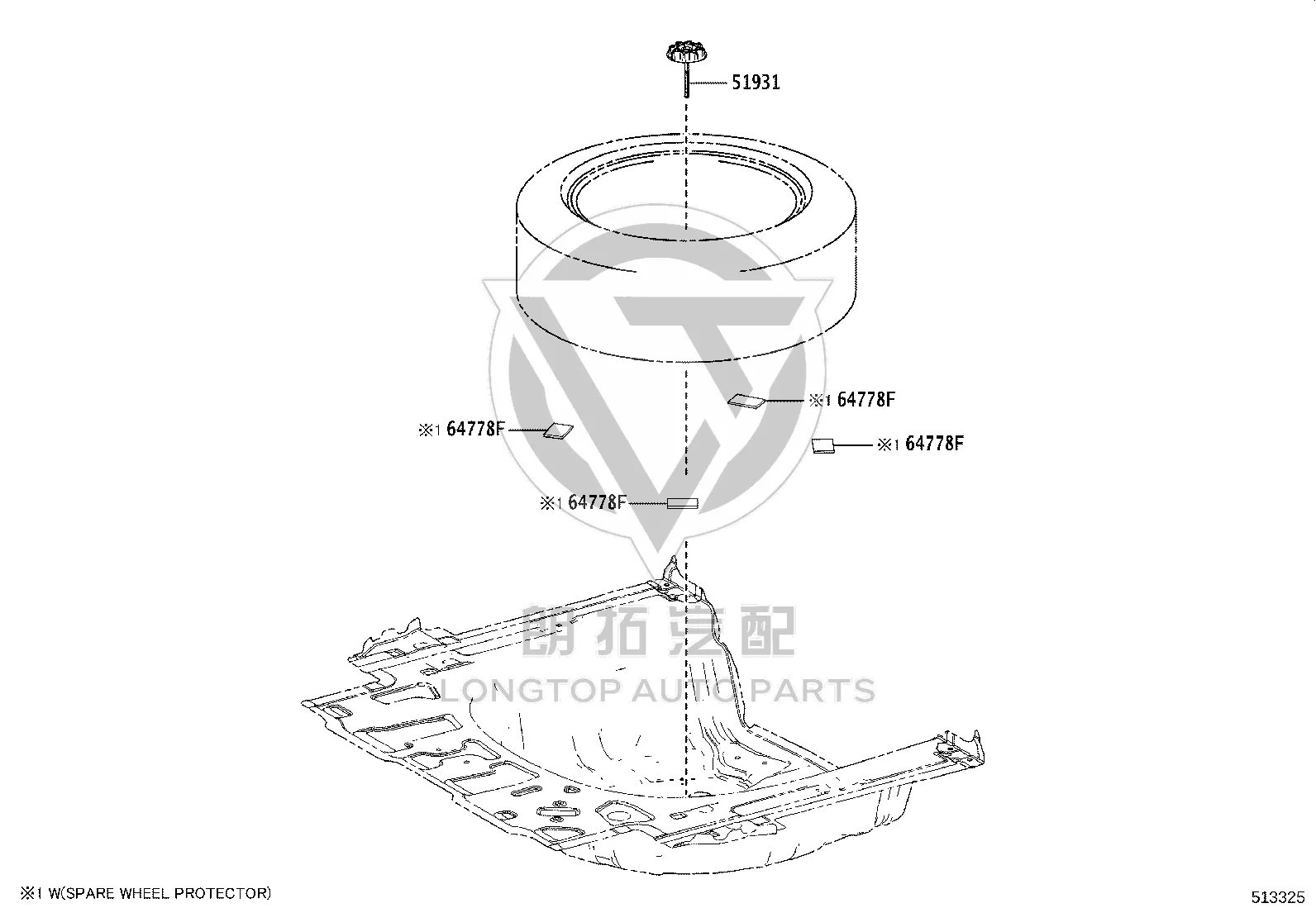 Spare Tire Mounting Screw 51931-20040 for Toyota C-HR