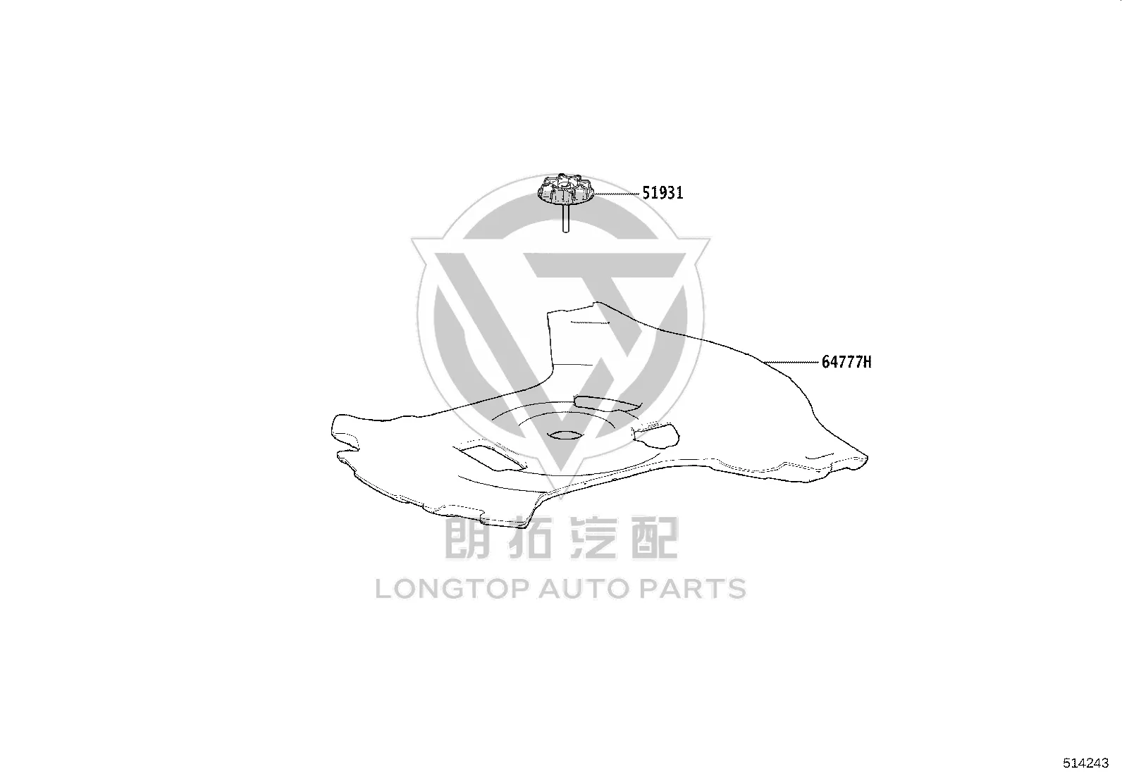 Spare wheel retaining screw 51931-33270 for Toyota ALPHARD
