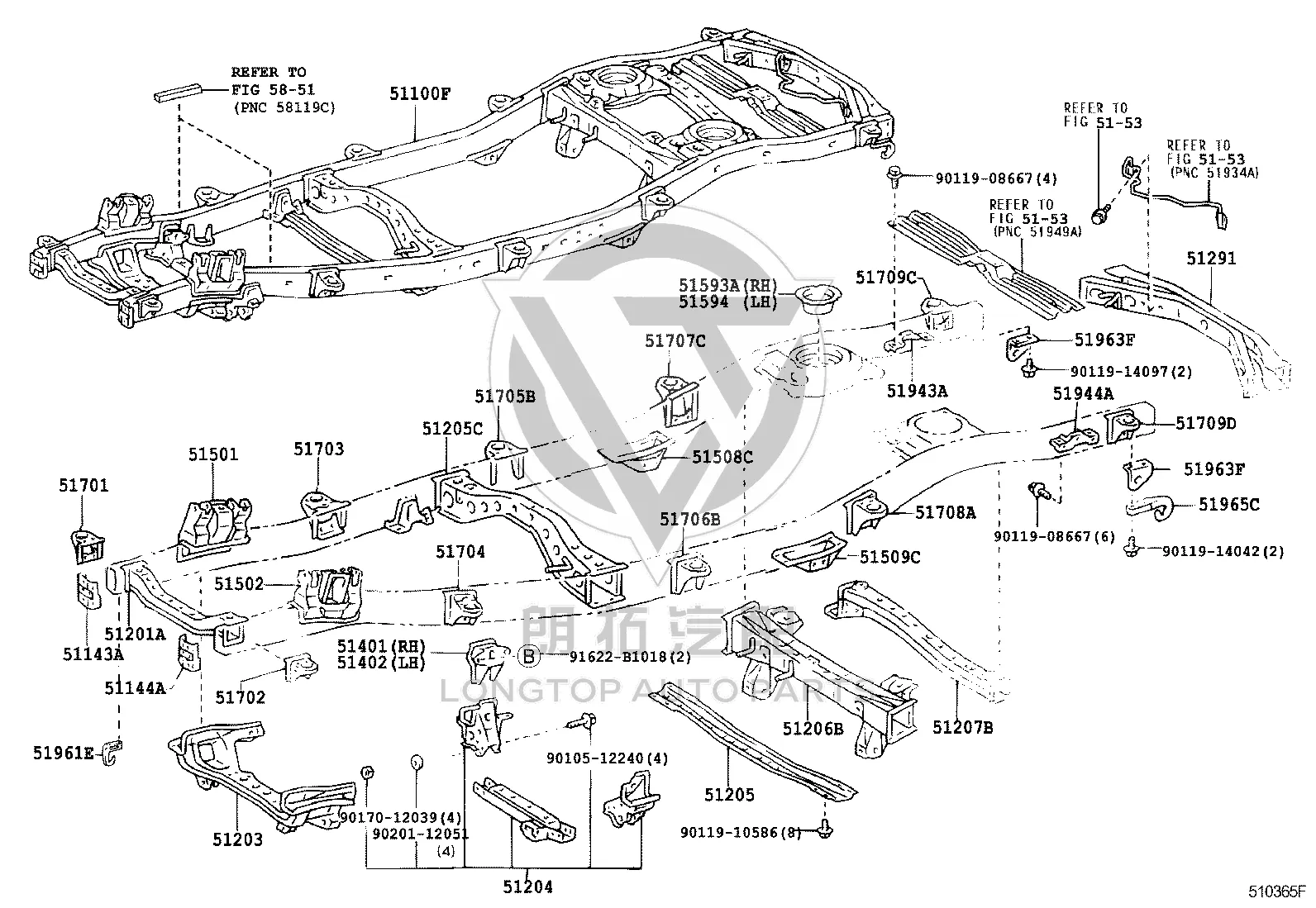 Spare Tire Carrier Bracket 51941-60090 for Toyota Land Cruiser