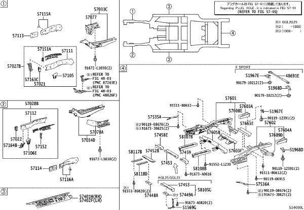 Front Longitudinal Beam Inner Plate 57027-48031 for Lexus RX
