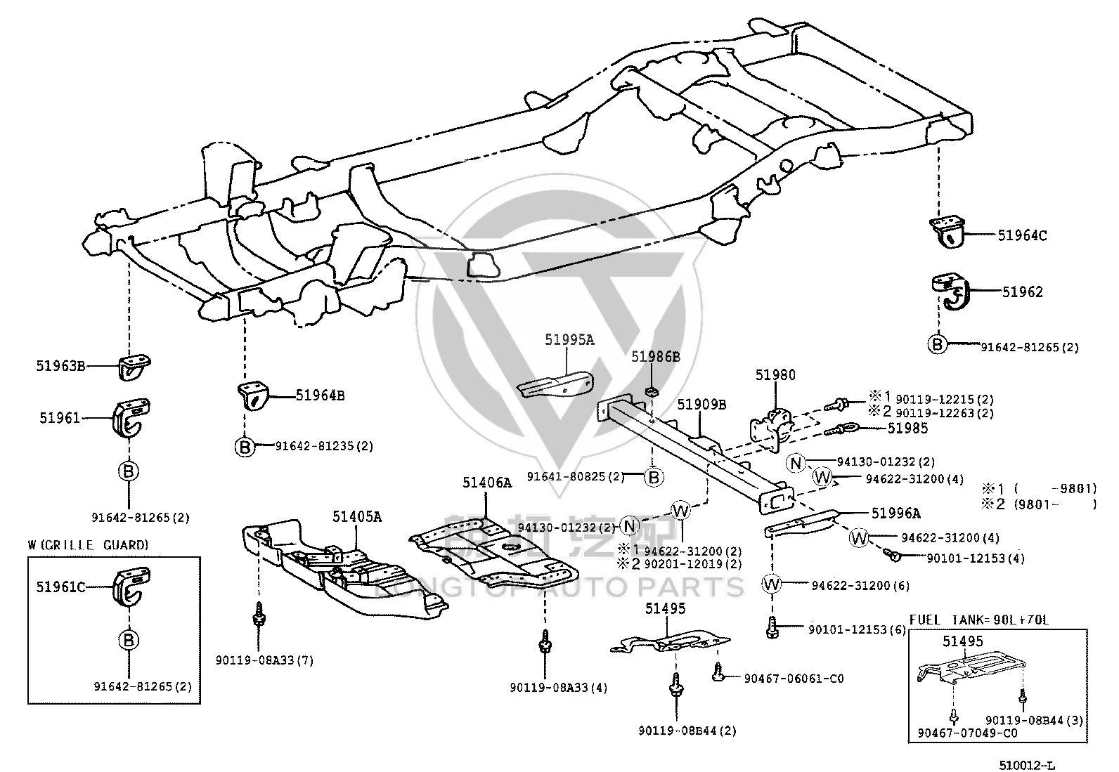 Right Bracket of Towing Hook 51995-60020 for Toyota Land Cruiser
