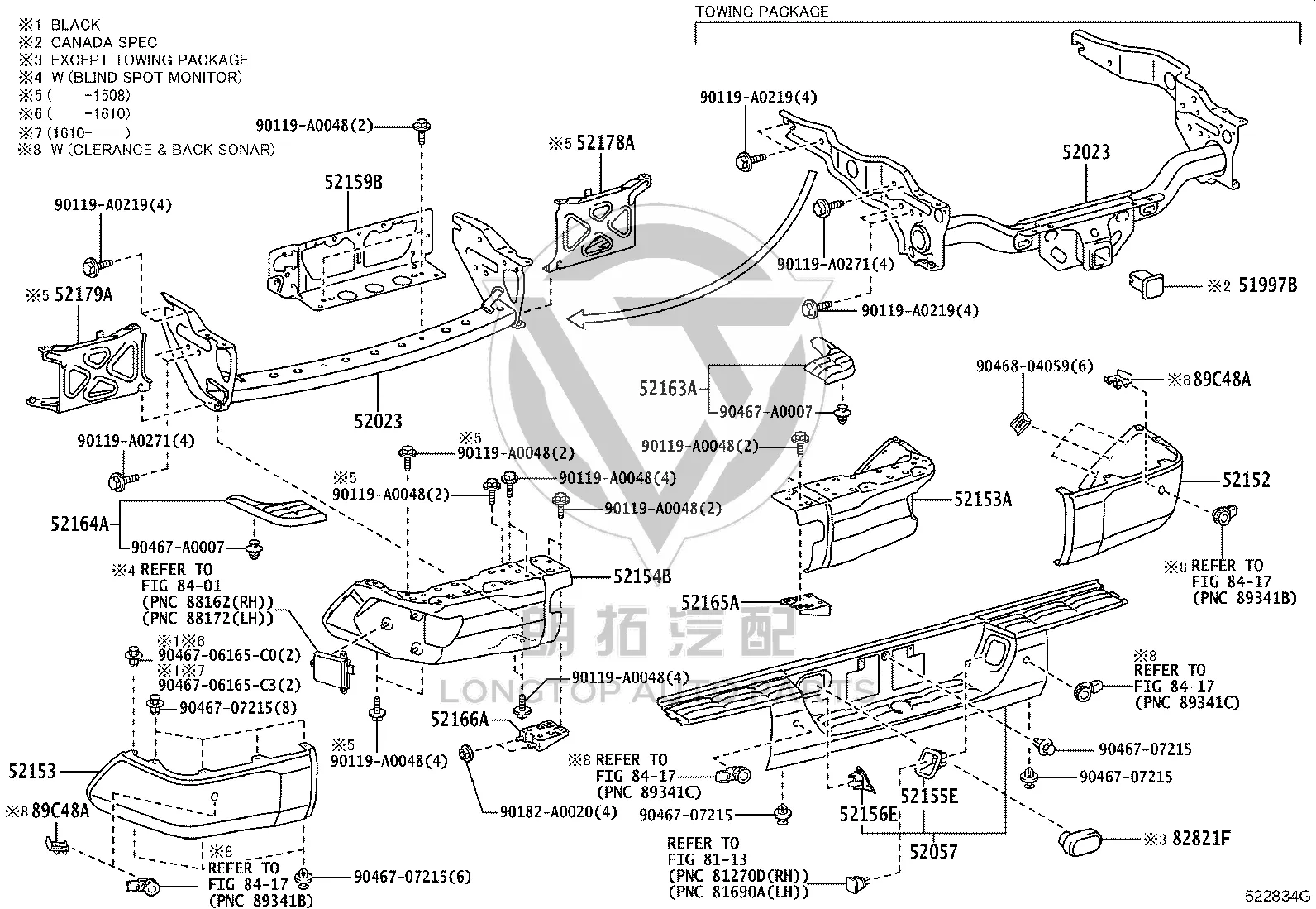 Rear Bumper Left Side Brace 52154-0C030 for Toyota Tundra
