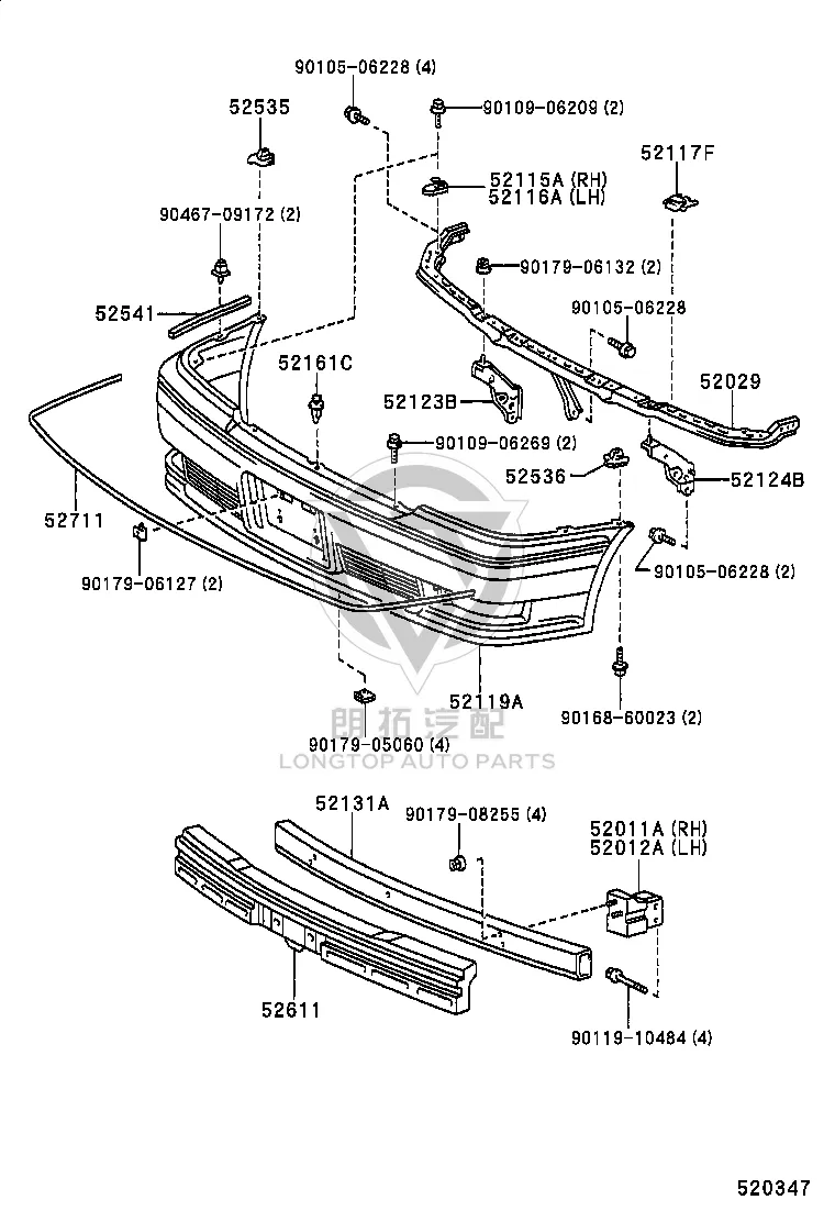Front Bumper Molding 52711-30180 for Toyota Crown