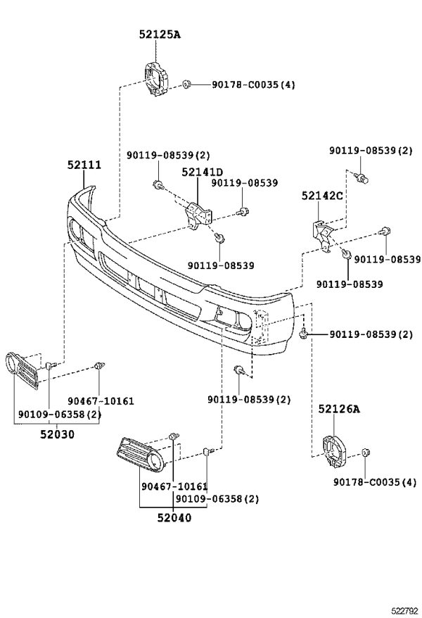 Front Bumper Cover 52018-0S900 for Toyota Coaster