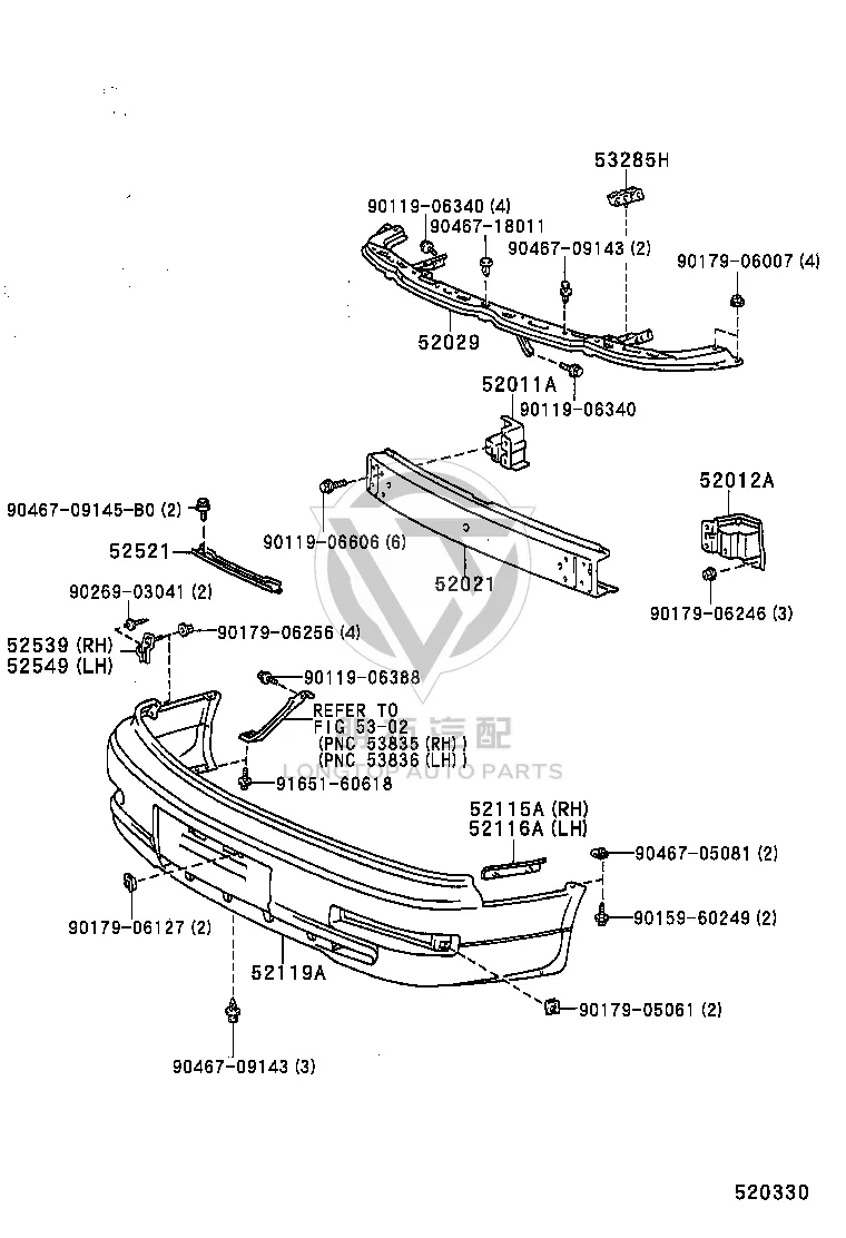 Front Bumper Reinforcement 52021-33011 for Toyota Camry