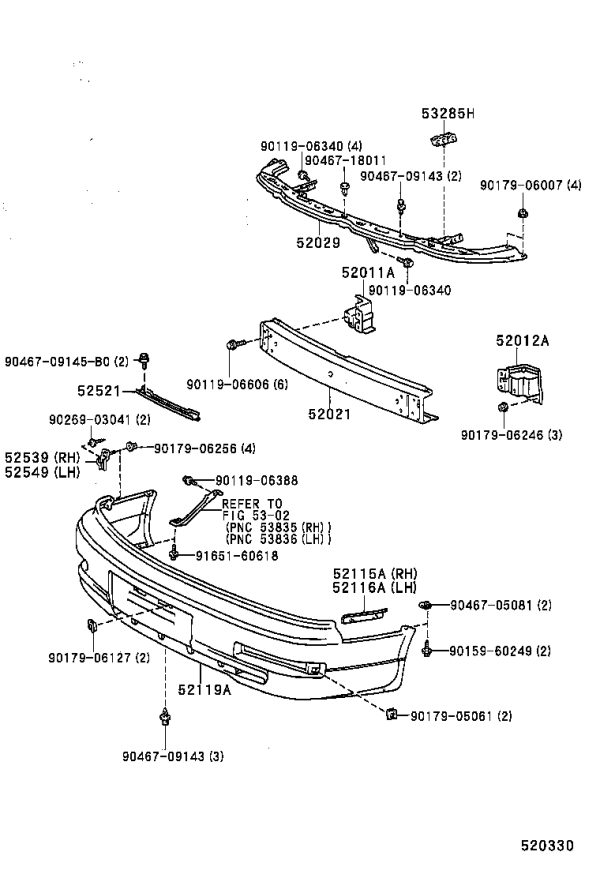 Front Bumper Reinforcement 52021-33011 for Toyota Camry