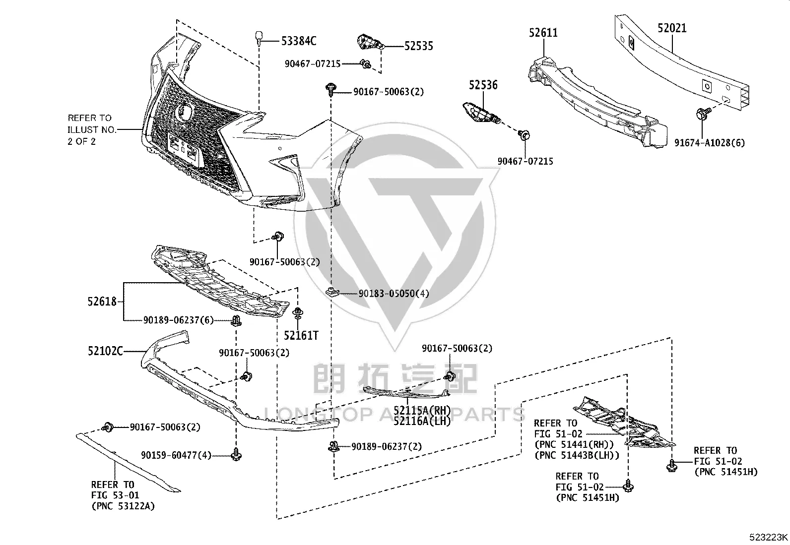 Front Bumper Bracket (Right) 52115-48120 for Lexus RX Series